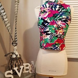 fashion tropical turtle neck  Crop top